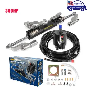 Aigo888 Aig00772 300hp Marine Hydraulic Steering Kit For Yamaha / Suzuki Mercury Single Engines