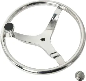 Amarine Made 7319srf1-5/8-am38 3 Spoke Stainless Steel Boat Steering Wheel 13-1/2 Inch Dia With 5/8 -18 Nut And Knob