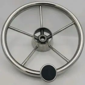 Amarine Made 9310srf1-bigknob 5 Spoke 11 Inch Destroyer Style Steel Boat Steering Wheel Knob Nautical