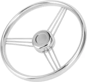 Amarine Made 9500s-am38 13-1/2 Inch 9 Spoke Boat Steering Wheel Stainless Steel 3/4 Shaft 10 Degree Marine