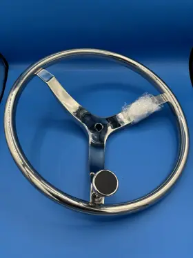 Yi-0188 Amarine Made 15-1/2 Inch 3 Spoke Boat Steering Wheel Stainless Steel W 5/8 -18 Nut And Turning Knob
