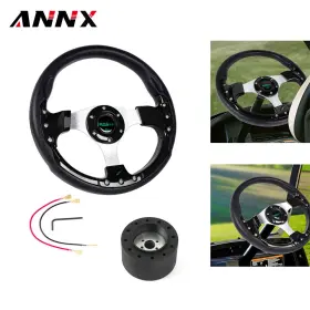 Stw018 Annx Qr045 Black 13 Inch Marine Boat Steering Wheel 3 Spoke 3/4 Tapered Keyway Adapter