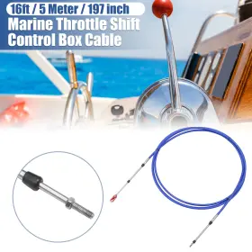 Automall Tech 745060201041 1pcs 16ft 197 Inch Marine Throttle Shift Control Box Cable With Clevis Blue