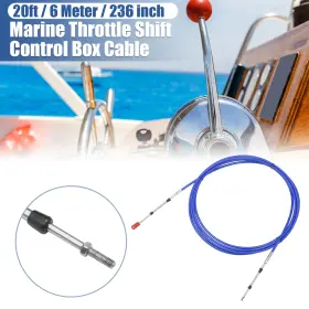 Automall Tech 745060201065 1pcs 20ft 236 Inch Marine Throttle Shift Control Box Cable With Clevis Blue