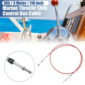 Automall Tech 745060201102 1 Pcs 10ft 118 Inch Marine Throttle Shift Control Box Cable With Clevis Red