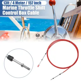 Automall Tech 745060201126 1 Pcs 13ft 157 Inch Marine Throttle Shift Control Box Cable With Clevis Red