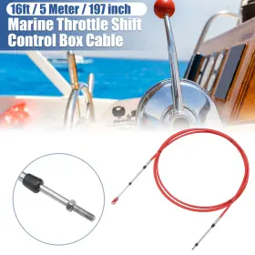 Automall Tech 745060201140 1 Pcs 16ft 197 Inch Marine Throttle Shift Control Box Cable With Clevis Red