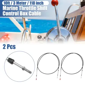 Automall Tech 745060201218 2 Pcs 10ft 118 Inch Marine Throttle/shift Control Box Cable With Clevis Black