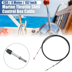 Automall Tech 745060201225 1 Pcs 13ft 157 Inch Marine Throttle/shift Control Box Cable With Clevis Black