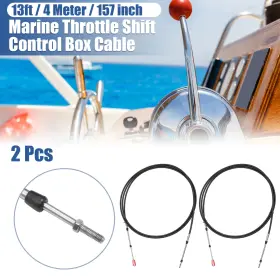 Automall Tech 745060201232 2 Pcs 13ft 157 Inch Marine Throttle/shift Control Box Cable With Clevis Black