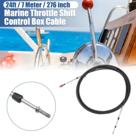 Automall Tech 745060201287 1 Pcs 24ft 276 Inch Marine Throttle/shift Control Box Cable With Clevis Black