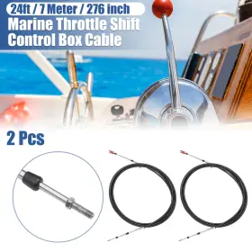 Automall Tech 745060201294 2 Pcs 24ft 276 Inch Marine Throttle/shift Control Box Cable With Clevis Black