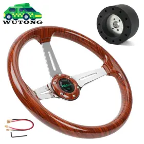 Bartoo Stw00044 Qr00045 Boat Steering Wheel 2// Adapter 3 Spoke Boats With 3/4 Inch Tapered Key Marine Wood