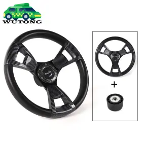 Bartoo Stw0055-print Qr0045 13.5 Inch Carbon Fiber Marine Boat Steering Wheel With Hub Adapter 3/4 Keyway 3 Spoke