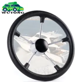 Bartoo Stw68-bk 340mm 13.5 Inch Stainless Steel Boat Steering Wheel 5 Spoke With Black Foam Grip