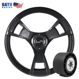 Batu Qr045 Stw055-p-us 14inch Marine Boat Carbon Fiber Steering Wheel And 3/4 Inch Axle Hub Adapter Keyway