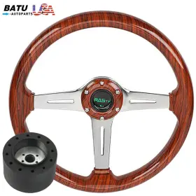 Batu Stw044 Qr045-us 3/4 Inch Axle Hub Adapter Keyway 3 Spokes Acrylic Wood Marine Boat Steering Wheel