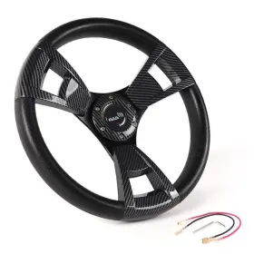 Batu Stw055-print-us New 14inch/345mm Boat Steering Wheel Marine 3 Spoke Carbon Fiber With Pvc Grip