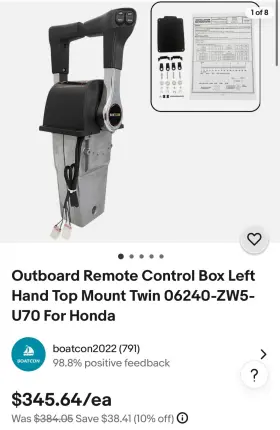 Boat-06240-zw5-u70 Boatcon Outboard Remote Control Box Left Hand Top Mount Twin 06240-zw5-u70 For Honda
