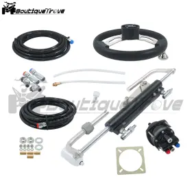 Bou5643592 Boutiquetrove Hydraulic Outboard Steering Kit Bi-directional Locking Cylinders 90hp 20ft Hose
