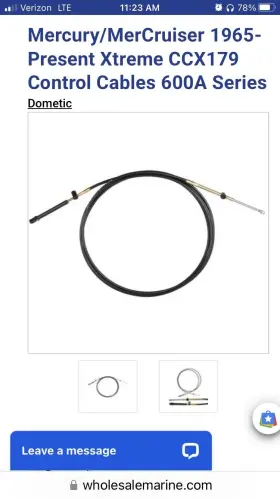 Cxx17918 Dometic 2 - Mercruiser 600a Series Shift Cables