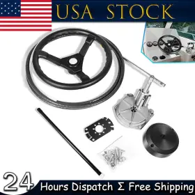 Dxqp-2232 Dxmoto Boats Steering System Kit With 15 Feet Control Cable 13.5 Inch Wheel