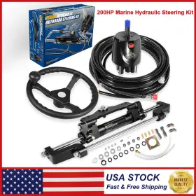 Eg-auto Egqp2305 Complete 200hp Marine Hydraulic Steering Kit With Wheel Foryamaha Honda Mercury