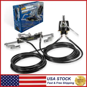 Eg-auto Egqp2328 300hp Marine Hydraulic Steering Kit With 26ft Hoses And Helm Pump Foryamaha Mercury