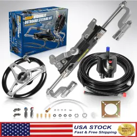 Egqp2474 Eg-auto 300hp Hydraulic Outboard Steering Kit Marine Boat System Wheel