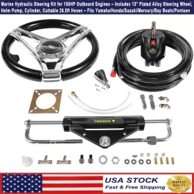 Egqp2475 Eg-auto Marine Hydraulic Steering Kit For 150hp Outboard Engine - Complete System