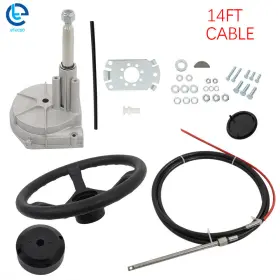 Ss13714 Etecgo 14 Ft Boat Rotary Steering System Outboard Kit Marine Cable With Wheel