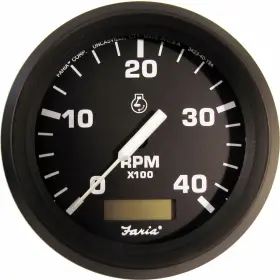 Faria 32834 Td9102c Euro Black 4 Inch 4000 Rpm Diesel Tachometer With Hourmeter