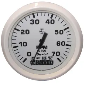 Faria 33150 Dress White Tachometer Gauge With System Check Indic Johnson Evinrude