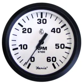 Faria Beede Instruments 32904 Euro White 4 Inch Tachometer 6000 Rpm Gas Inboard And I/o Boat Marine