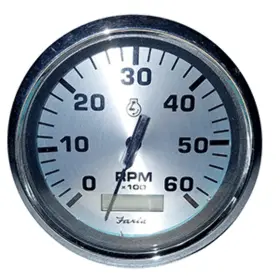 Faria Beede Instruments 36032 Spun Silver Gauge 4 Inch Tachometer With Hourmeter 6000 Rpm Gas Inboard Boat