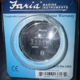 13815 Faria Instruments 13813 Chesapeake White Stainless Steel Gauge Hourmeter 10000 Hrs. B201