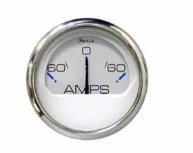 13831 Faria Instruments Chesapeake Gauge Ammeter 60-0-60 White Stainless Steel Boat Rv