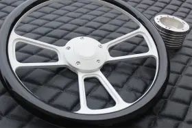 Forever Sharp 4851502 14 Inch White 3/4 Keyway Marine Boat Steering Wheel Black Hydro Wrap And Horn