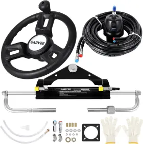 B20241106lrm6 Garvee 150hp Marine Hydraulic Steering Kit With Cylinder Helm 26ft Hoses And Fittings Set