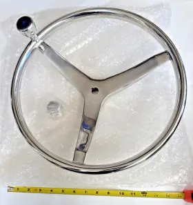 150106-1501 Gemlux Steering Wheel 15.5 Inch Cast Stainless Knob Nut 5/8 -18 Boat