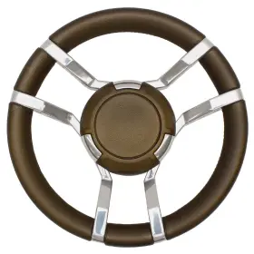 3011564re Gussi Italia Boat Steering Wheel 13 3/4 Inch Ss / Brown Leather