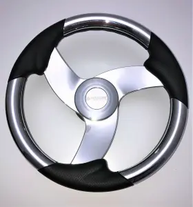 W042-m533-wh Gussi Italia New Boat Steering Wheel Polished Aluminum Spokes Keyed Hub Urethane
