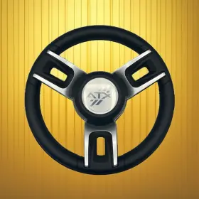 W123-atx-08 Gussi Italia Black Model 702 Steering Wheel With Keyed Hub Atx Cap