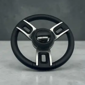 W123-southbay-02 Gussi Italia Black Model 702 Steering Wheel With Keyed Hub Southbay Boats Logo