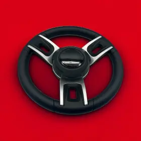 W123-trifecta-03 Gussi Italia Black Model 702 Steering Wheel With Keyed Hub Trifecta Boats Logo