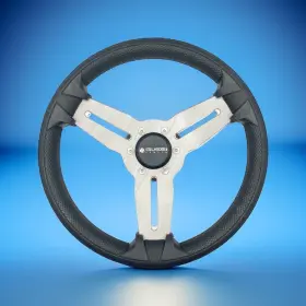 W139-m015-gussi Gussi Italia Model 15 Marine Steering Wheel Brushed Aluminum Spokes Logo