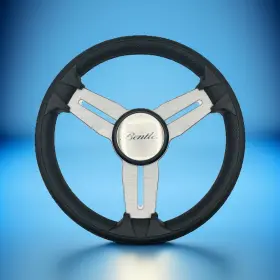W139-m015-wh-02-bentley Gussi Italia Model 15 Marine Steering Wheel Brush Alum Spokes Bentley Pontoon Logo