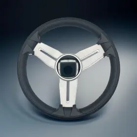 W139-m015-wh-09-black Gussi Italia Model 15 Marine Steering Wheel Brush Alum Spokes Black Dome Keyed