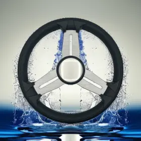 W139-m015-wh-12-silver Gussi Italia Model 15 Marine Steering Wheel Brush Alum Spokes Silver Dome Keyed