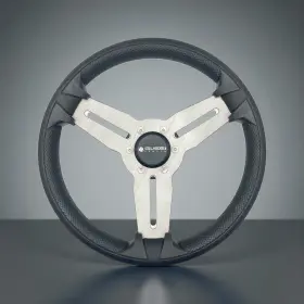 W139-m015-wh Gussi Italia Model 15 Marine Steering Wheel Brushed Aluminum Spokes Logo Key Hub